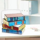 Stained Glass Stacked Books Lamp, Stacked Books Glass Lamp Night Light, Reading Corner Table Lamp, Book Lamps, Table Lamp Home Decor - 45-Degree Angle