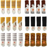 24 Cute Cat Foot Chair Socks Chair Leg Protectors Floor Protectors Anti-Scratch Anti-Sound 24 PCS (6 sets)