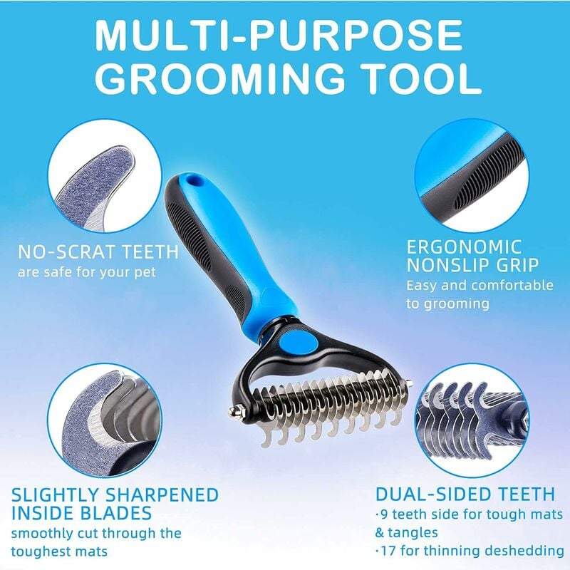 Dog Brush Cat Brush, Professional Dog Dematting Comb and Long Hair Dog Brush, Grooming Rake for Dogs and Cats to Remove Undercoat from Pets