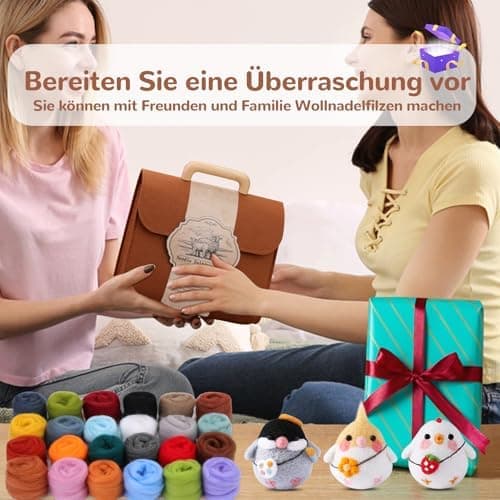 Needle Felting Set in 24 Colors - Felting Tools and Storage Bag, Large Set with Felting Wool, Needles and Felting Mat for DIY