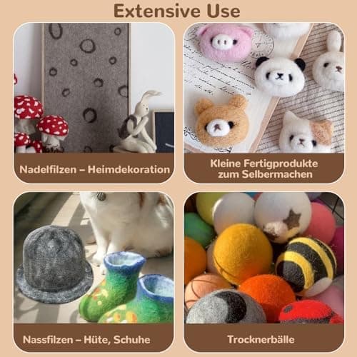 Needle Felting Set in 24 Colors - Felting Tools and Storage Bag, Large Set with Felting Wool, Needles and Felting Mat for DIY