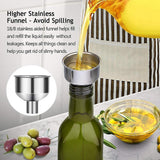 Glass Olive Oil - 500 ml Green Oil and Vinegar With Pour Spout and Funnel - Olive Oil Carafe - Front View