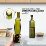 Glass Olive Oil - 500 ml Green Oil and Vinegar With Pour Spout and Funnel - Olive Oil Carafe