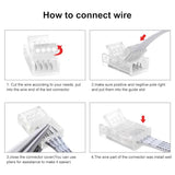 Pin 10mm RGB LED Strip Connector Kit, 5-Pack Crystal Strip Connectors with Screwdriver and 10m Cable for 10mm RGB 5050 2835 LED Strip Light - 45-Degree Angle