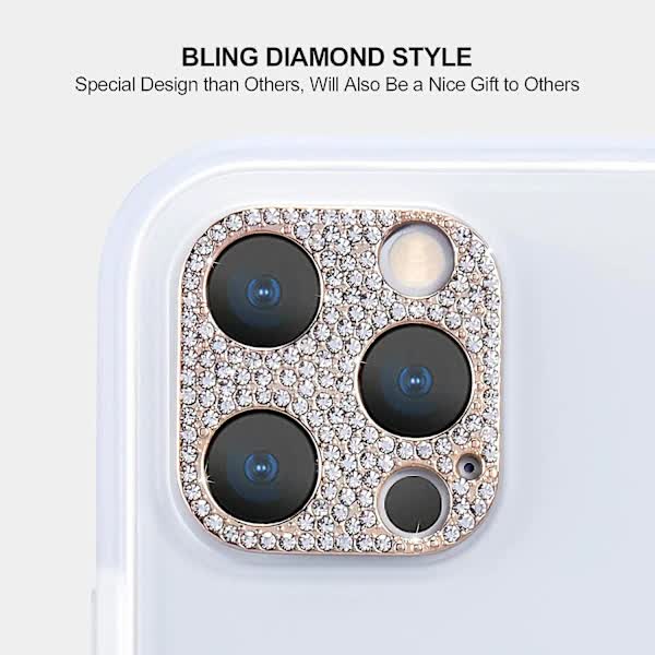 Bling Camera (Rose Gold) Back Cover for iPhone 12 Pro Max Camera, Diamond Protective Sticker Camera Lens Lens Cover for Apple iPhone 12 Pro Max