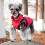 Winter jacket for dog with harness, waterproof dog jacket with zipper and fleece pink Pink XL - Front View