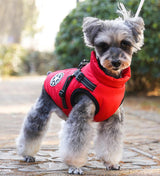 Winter jacket for dog with harness, waterproof dog jacket with zipper and fleece pink Pink XL - Side View