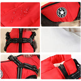 Winter jacket for dog with harness, waterproof dog jacket with zipper and fleece pink Pink XL