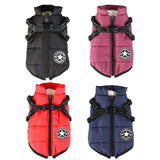 Winter jacket for dog with harness, waterproof dog jacket with zipper and fleece pink Pink XL