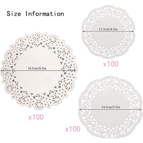 300 Sheets White Lace Paper, Cake Paper (White)