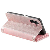 Compatible with Samsung Galaxy S25 Case PU Leather Phone Case with Zipper Wallet 9 Card Slots_yux - 45-Degree Angle