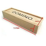 Traditional Domino Game - 28 pieces, wooden case with sliding lid for children and adults, black color, wooden game, educational aid