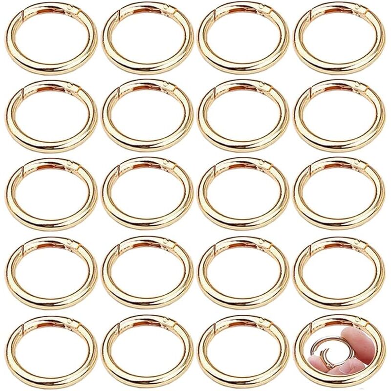 30pcs Round Carabiners 33mm Round Gold Snap Spring Ring Buckle Zinc Alloy Keychain Hook Clips for Crafts and Bag Accessories