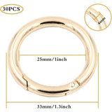 30pcs Round Carabiners 33mm Round Gold Snap Spring Ring Buckle Zinc Alloy Keychain Hook Clips for Crafts and Bag Accessories