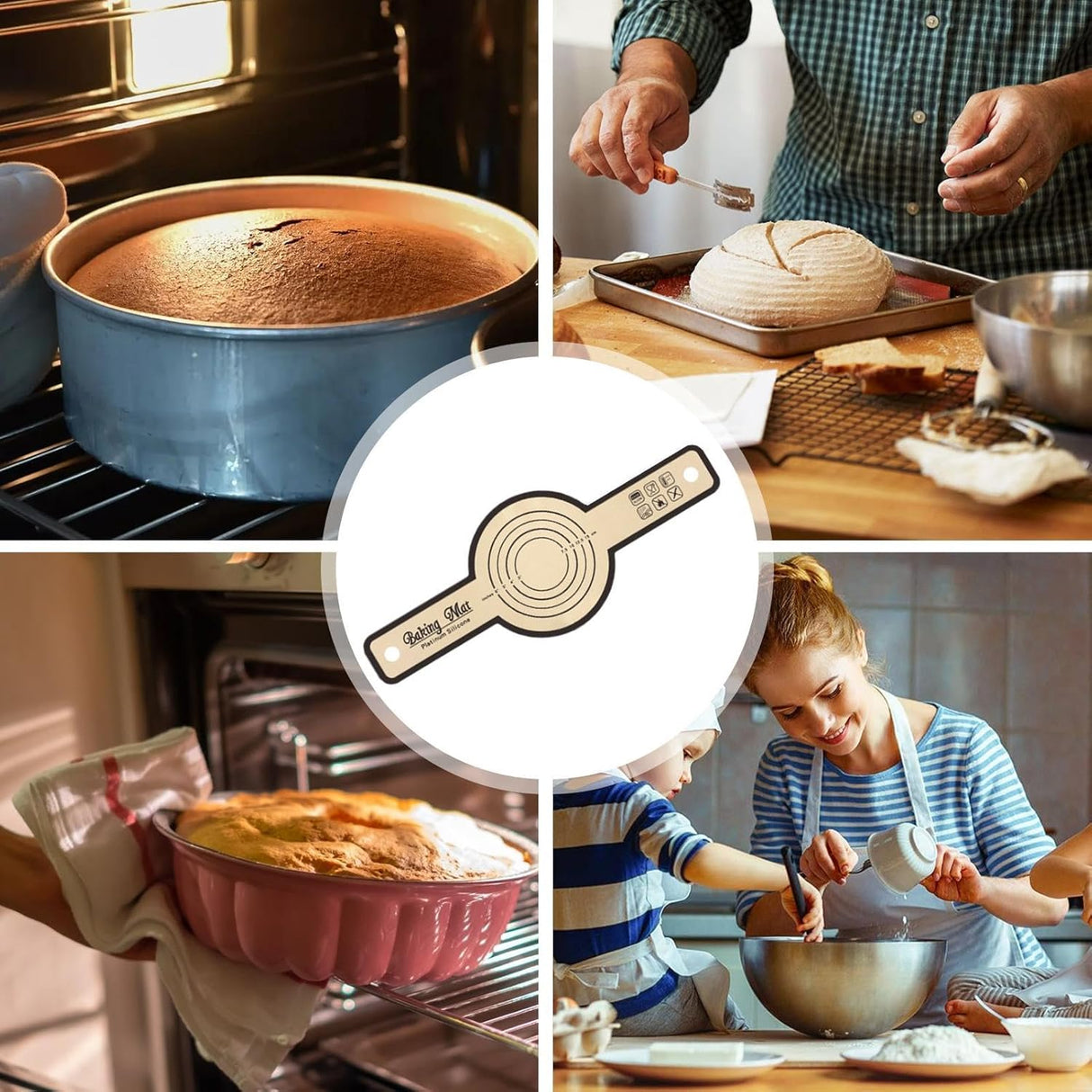 Dough Rolling Mat, Silicone Dough Mat | Foldable Silicone Bread Lifter Bread Baking Mat, Kneading Rolling Mat Silicone Bread Mat with Precise Scale_max
