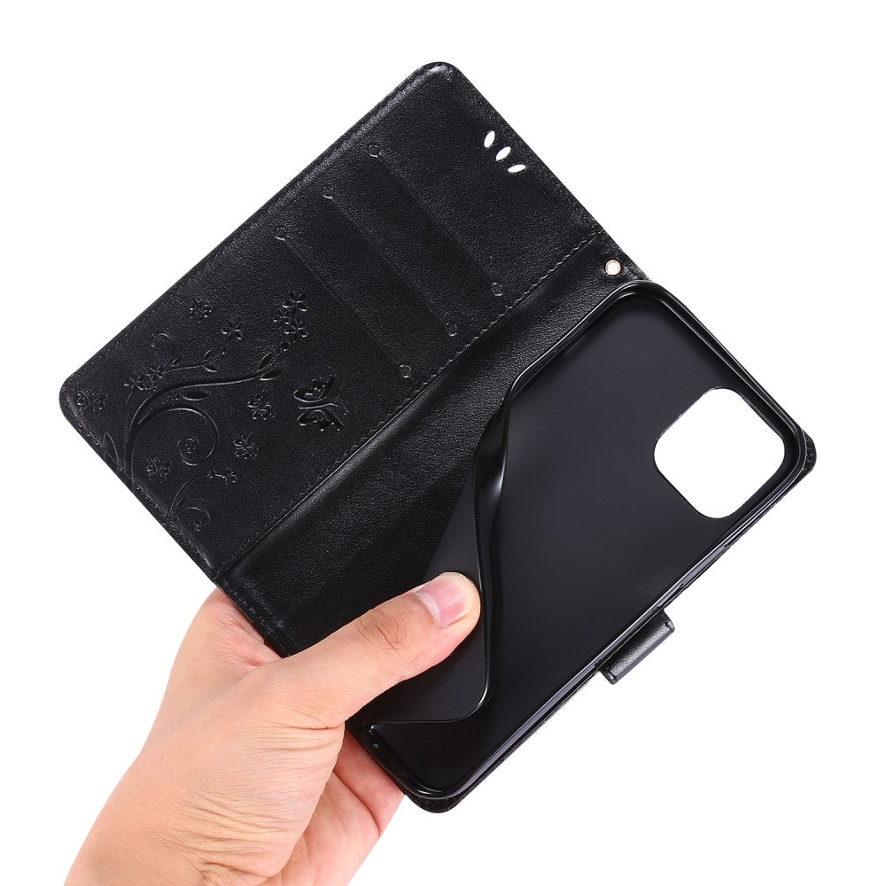 Compatible with iPhone, iPhone 12 / 12 Pro - Floral Case - Black Black Black