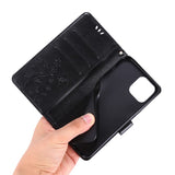 Compatible with iPhone, iPhone 12 / 12 Pro - Floral Case - Black Black Black - 45-Degree Angle