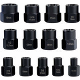 Socket wrench sets, nut extractor, socket for damaged bolts (13 pieces)