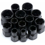 Socket wrench sets, nut extractor, socket for damaged bolts (13 pieces)