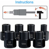 Socket wrench sets, nut extractor, socket for damaged bolts (13 pieces) - Top-Down View