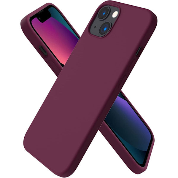 iPhone 13 Case, Liquid Silicone Case for 6.1 inch iPhone 13, Ultra Thin Case, Full Coverage Shockproof Protective Soft Case Red Red wine
