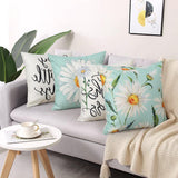 Cushion Cover 45 x 45 cm Set of 4 Decorative Cushions Daisy Cushion Cover Decoration Cotton Decorative Cushions for Garden Living Room Bedroom Modern - Front View