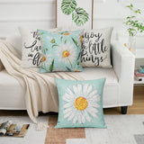 Cushion Cover 45 x 45 cm Set of 4 Decorative Cushions Daisy Cushion Cover Decoration Cotton Decorative Cushions for Garden Living Room Bedroom Modern - Side View