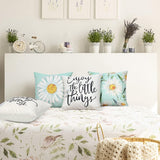 Cushion Cover 45 x 45 cm Set of 4 Decorative Cushions Daisy Cushion Cover Decoration Cotton Decorative Cushions for Garden Living Room Bedroom Modern - Top-Down View