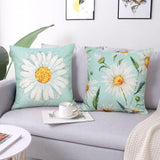 Cushion Cover 45 x 45 cm Set of 4 Decorative Cushions Daisy Cushion Cover Decoration Cotton Decorative Cushions for Garden Living Room Bedroom Modern - 45-Degree Angle