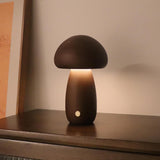 Mushroom Lamp Rechargeable Portable Night Light - Wooden Lamp Bedroom Lamp Bedside Table Lamp Coffee - Top-Down View