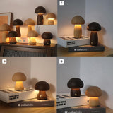 Mushroom Lamp Rechargeable Portable Night Light - Wooden Lamp Bedroom Lamp Bedside Table Lamp Coffee - 45-Degree Angle