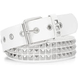 NY-White, punk rock nub belt with rivets - metal - men and women - punk goth