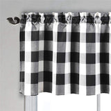 Black & White Checkered Kitchen Curtain, Farmhouse Style, 3-Pack, Window Decoration - Side View