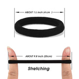 50 pcs Black Hair Ties, Seamless Cotton Ponytail Holders, Elastic Hair Bands That Don't Hurt for Thick, Heavy and Curly Hair dark - Front View