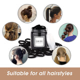 50 pcs Black Hair Ties, Seamless Cotton Ponytail Holders, Elastic Hair Bands That Don't Hurt for Thick, Heavy and Curly Hair dark - Top-Down View