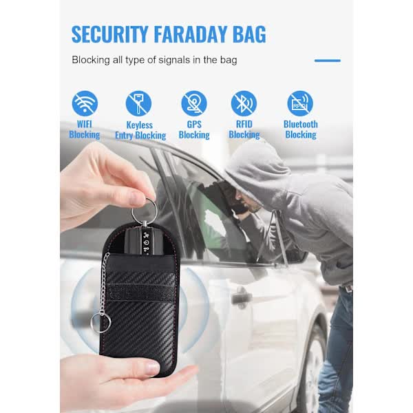 2-Pack Faraday Car Key Case | Signal Blocking Car Key Pocket | Keyless Car Key Case