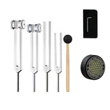 Tuning Forks for Healing, Set, 128Hz, 136.1Hz, 256Hz, 384Hz, with Hockey Puck Activator, for Chakras, Sound Therapy_tfrf
