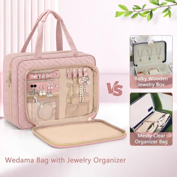 Toiletry Bag - Hanging Travel Toiletry Bag - Large Makeup Bag - Simple - Pink