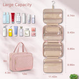Toiletry Bag - Hanging Travel Toiletry Bag - Large Makeup Bag - Simple - Pink