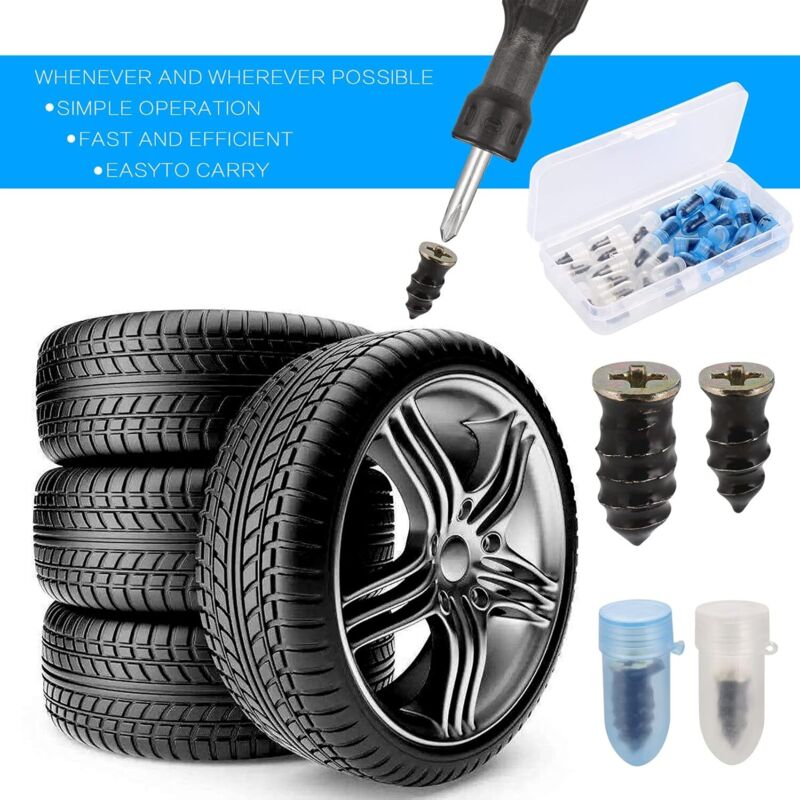 30pcs Rubber Nails for Car Motorcycle Tire Repair with Screwdriver Compatible with Cars Motorcycles 15 Small 15 Large