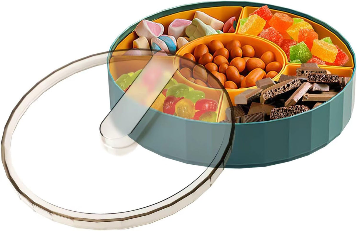 Snack Tray with Compartment Snacks Bowl with Lid Plastic Snacks Compartment Snacks Bowls Flat Storage Box Candy Bowl for Nuts Snacks Candy Cookies