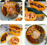 Snack Tray with Compartment Snacks Bowl with Lid Plastic Snacks Compartment Snacks Bowls Flat Storage Box Candy Bowl for Nuts Snacks Candy Cookies - Side View