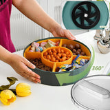 Snack Tray with Compartment Snacks Bowl with Lid Plastic Snacks Compartment Snacks Bowls Flat Storage Box Candy Bowl for Nuts Snacks Candy Cookies - 45-Degree Angle