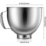 Stainless Steel Bowl for KitchenAid 4.5-5 Quart Tilt Head Stand Mixer, for KitchenAid Mixer Bowl, Di (FMY)_MGF Silver - Side View