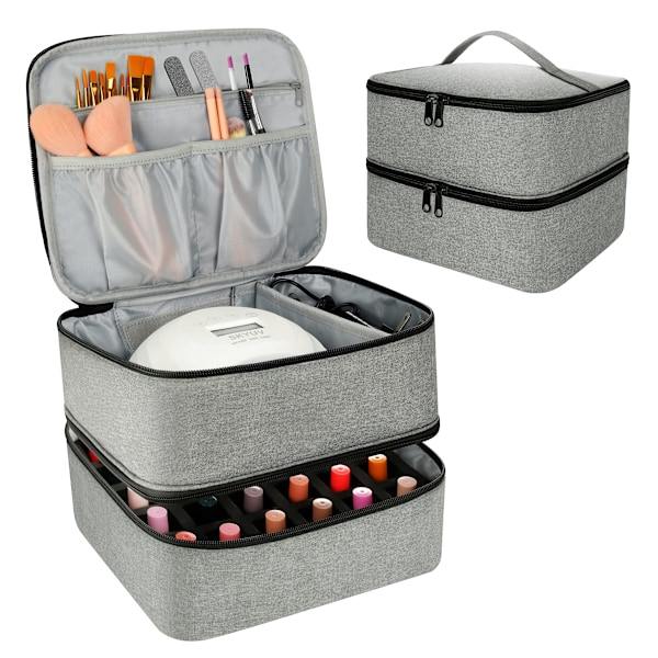 Nail Polish Storage Case with UV Light - Professional Organizer for Nail Kits, Gray_yux