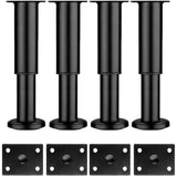 Adjustable Metal Furniture Legs - Set of 4 Sofa/Divan/Cabinet/Bed Legs - 18-30 cm Height Support Feet for Chair/Coffee Table/Dresser