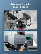 Windshield Washer, Car Windshield Cleaning Tool for Inside with 4 Reusable and Washable Microfiber Pads, Green - 45-Degree Angle