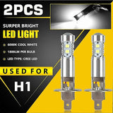 2x H1 LED Headlight Bulbs Conversion Kit High Beam Low Beam Fog Light 100W 6000K - Front View