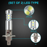 2x H1 LED Headlight Bulbs Conversion Kit High Beam Low Beam Fog Light 100W 6000K - Top-Down View
