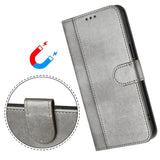 Samsung Galaxy A17 5G Case in Retro Leather with Line Stitching Grey_max Grey - 45-Degree Angle